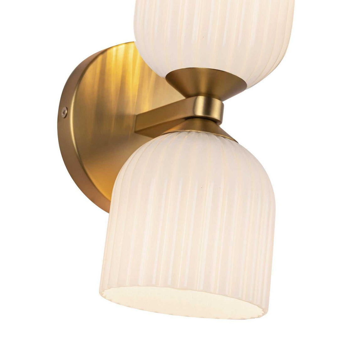 Alora Canada - WV442612BGGR - Two Light Vanity - Nelly - Brushed Gold/Glossy Ribbed Opal Glass