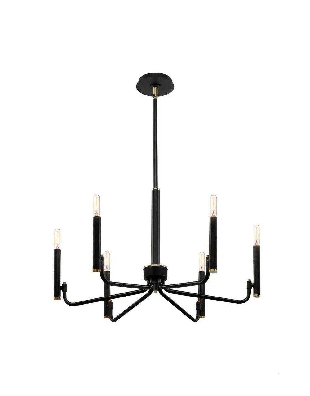 Six Light Chandelier in Matte Black w/ Brass Justice Designs