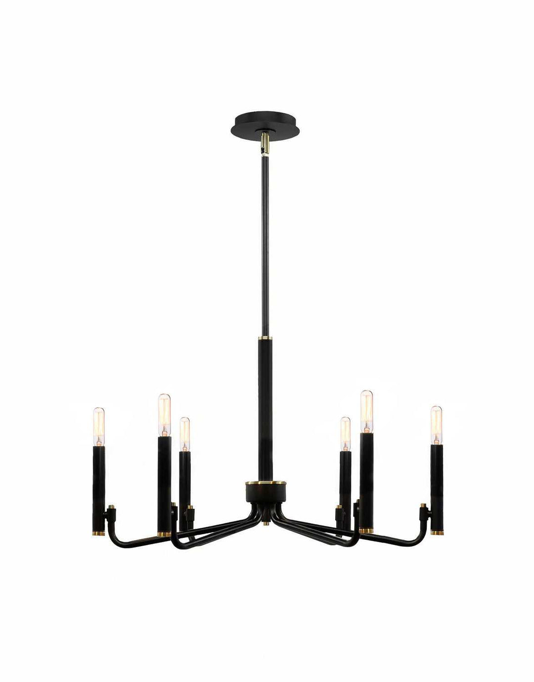 Six Light Chandelier in Matte Black w/ Brass Justice Designs
