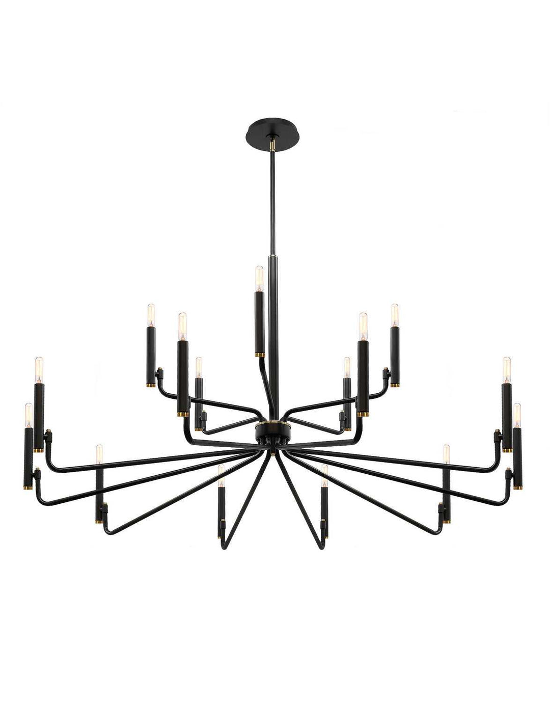 15 Light Chandelier in Matte Black w/ Brass Justice Designs