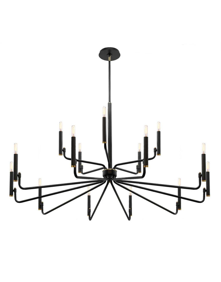 15 Light Chandelier in Matte Black w/ Brass Justice Designs
