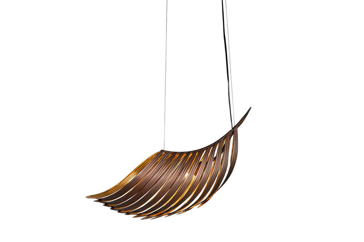 One Light Pendant in Soft Bronze w/Gold Leaf Justice Designs