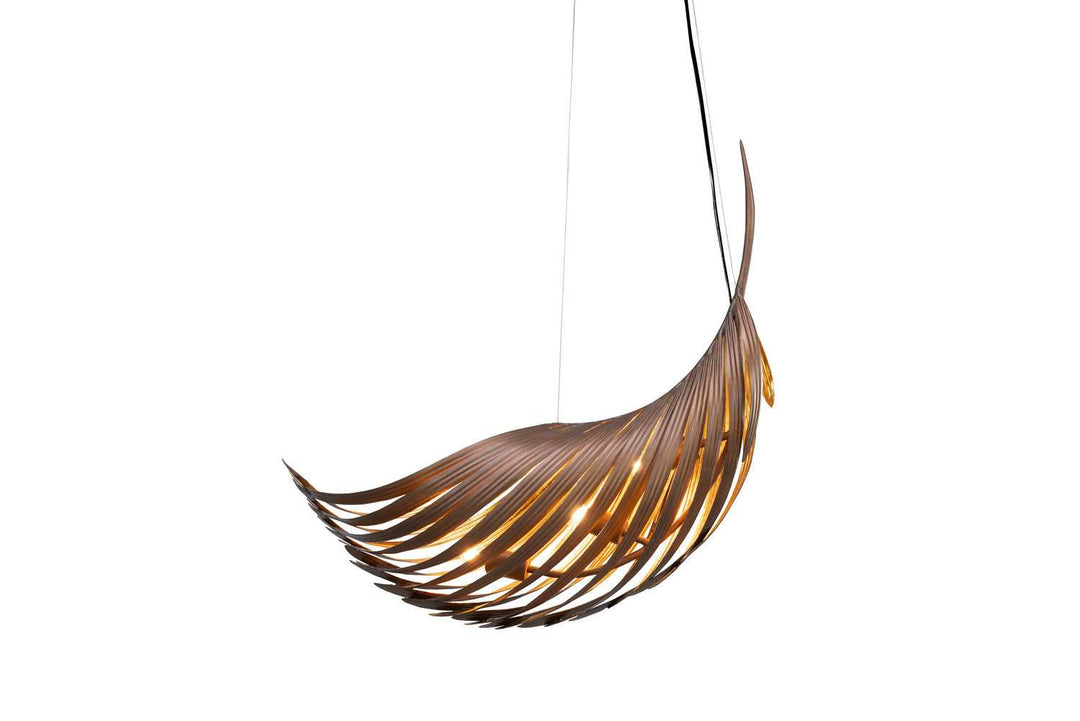 Three Light Pendant in Soft Bronze w/Gold Leaf Justice Designs