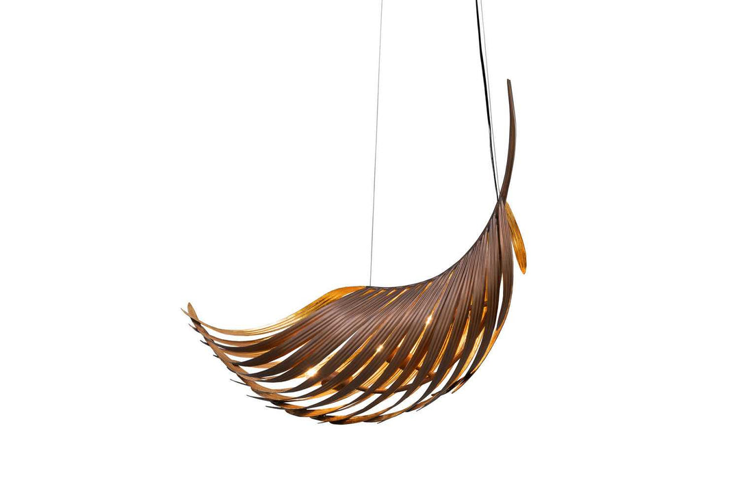 Three Light Pendant in Soft Bronze w/Gold Leaf Justice Designs
