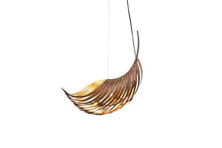 Three Light Pendant in Soft Bronze w/Gold Leaf Justice Designs