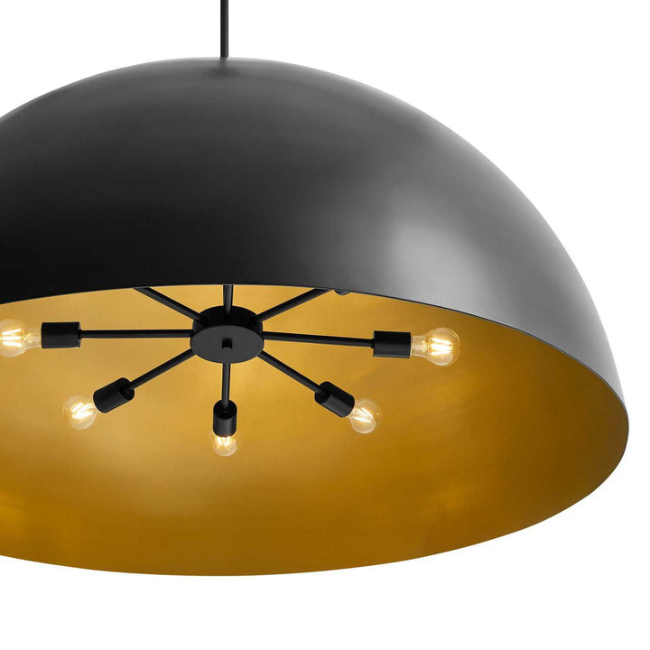 Eight Light Pendant in Matte Black w/ Champagne Gold Justice Designs