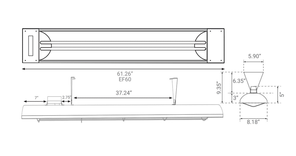 EF60 Series Patio Heater in Stainless Steel Eurofase Canada