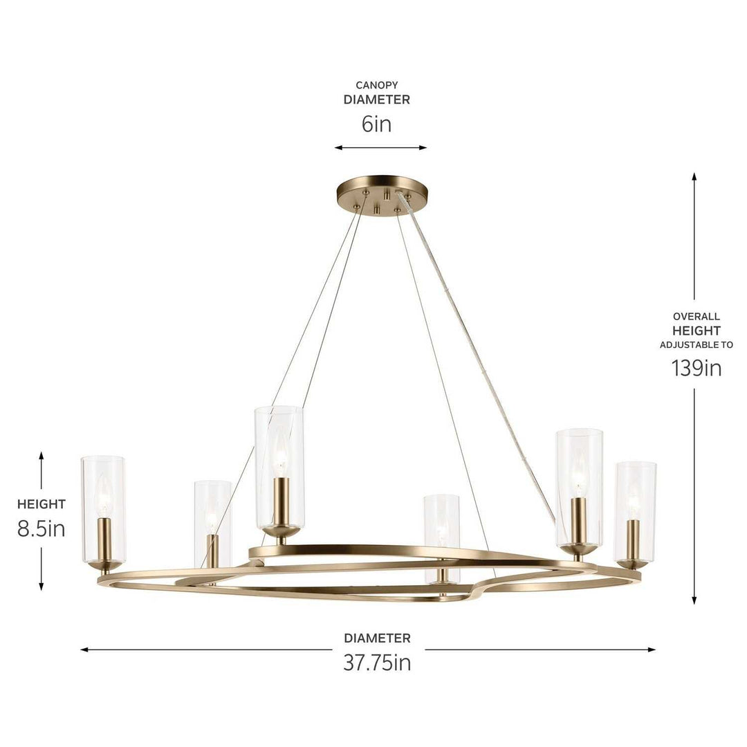 Kichler Canada - 52771CPZ - Six Light Chandelier - Harpin - Champagne Bronze