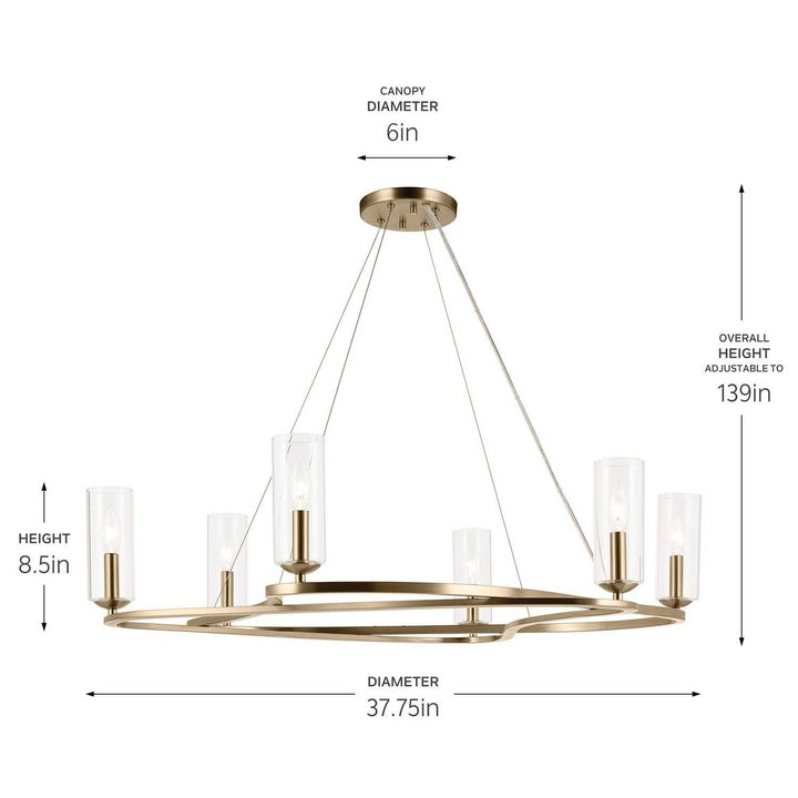Kichler Canada - 52771CPZ - Six Light Chandelier - Harpin - Champagne Bronze