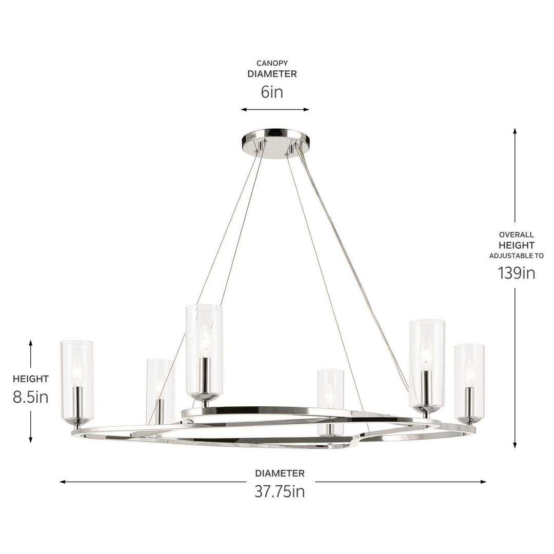 Kichler Canada - 52771PN - Six Light Chandelier - Harpin - Polished Nickel