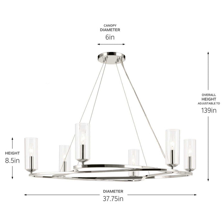 Kichler Canada - 52771PN - Six Light Chandelier - Harpin - Polished Nickel
