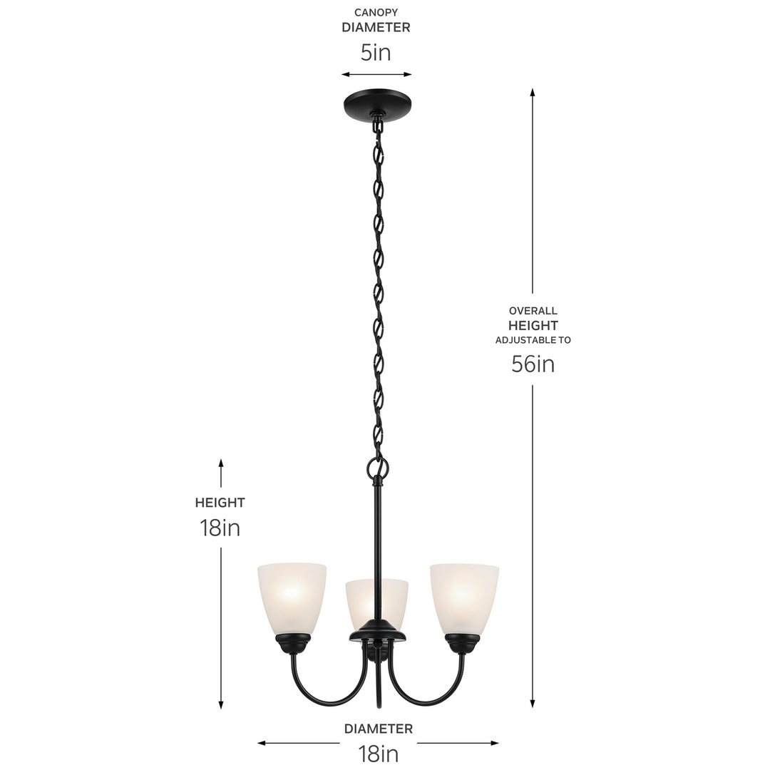 Kichler Canada - 43637BK - Three Light Mini Chandelier - Jolie - Black