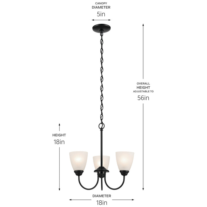 Kichler Canada - 43637BK - Three Light Mini Chandelier - Jolie - Black