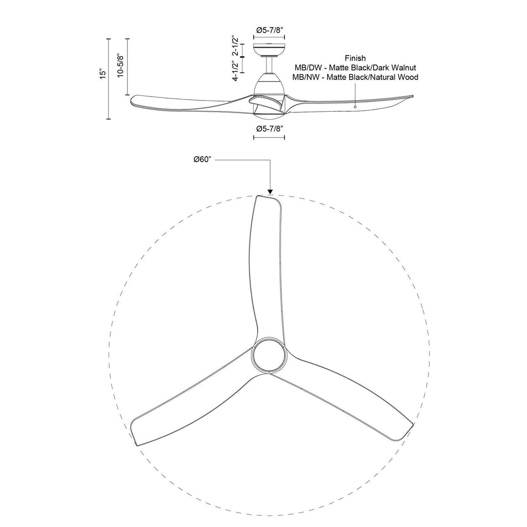 Kuzco Canada - CF72952-BG/WH-5CCT - 52" Ceiling Fan - Hugo - Brushed Gold/Matte White