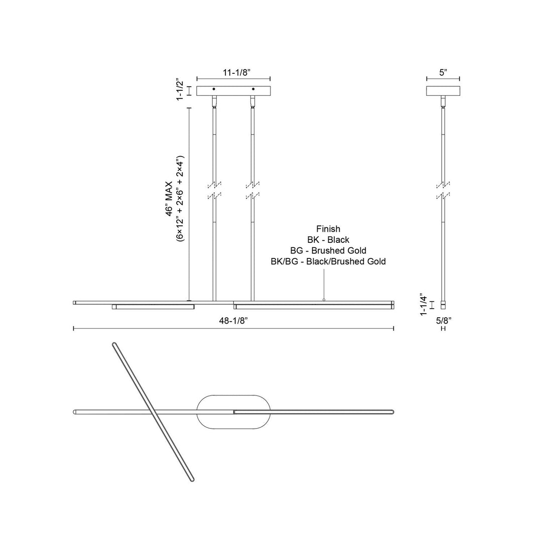Kuzco Canada - LP28748-BK-UNV - LED Linear Pendant - Shift - Black