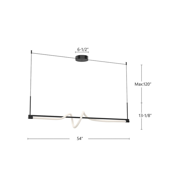 Kuzco Canada - LP95354-BK-UNV - LED Linear Pendant - Cursive - Black