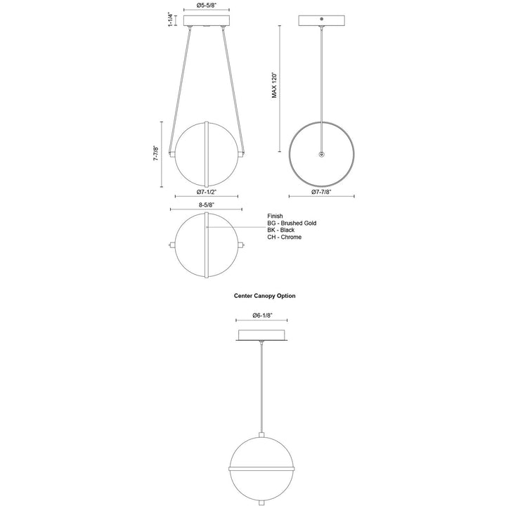 Kuzco Canada - PD76708-BK-UNV - LED Pendant - Aries - Black