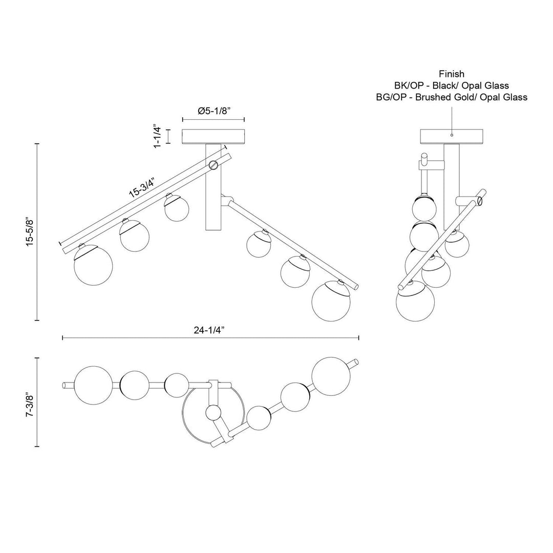 Kuzco Canada - SF55525-BG/OP-UNV - LED Semi-Flush Mount - Cypress - Brushed Gold/Opal Glass