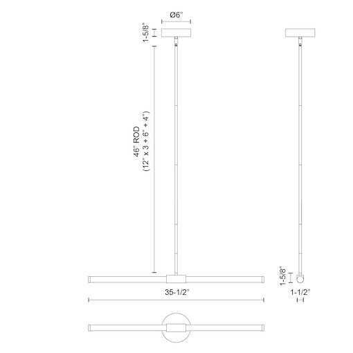 Kuzco Canada - LP18537-BN-UNV - LED Linear Pendant - Akari - Brushed Nickel