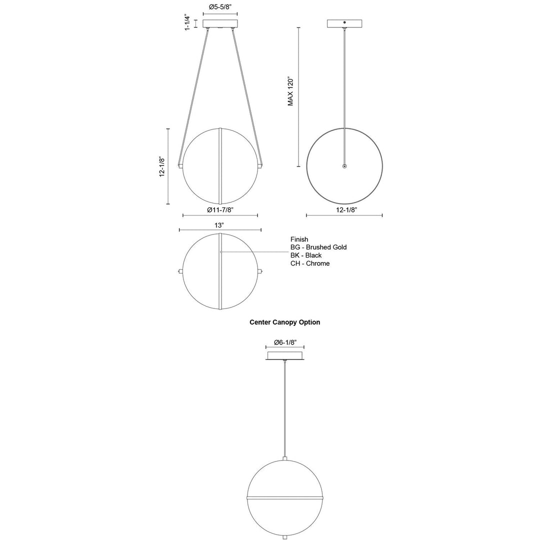 Kuzco Canada - PD76712-CH-UNV - LED Pendant - Aries - Chrome