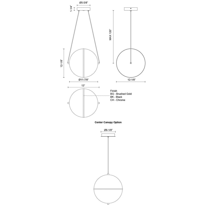 Kuzco Canada - PD76712-CH-UNV - LED Pendant - Aries - Chrome