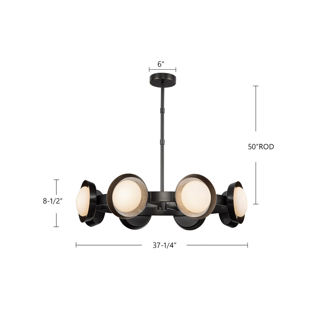 Alora Canada - CH320837VBAR-UNV - LED Chandelier - Alonso - Vintage Brass/Alabaster