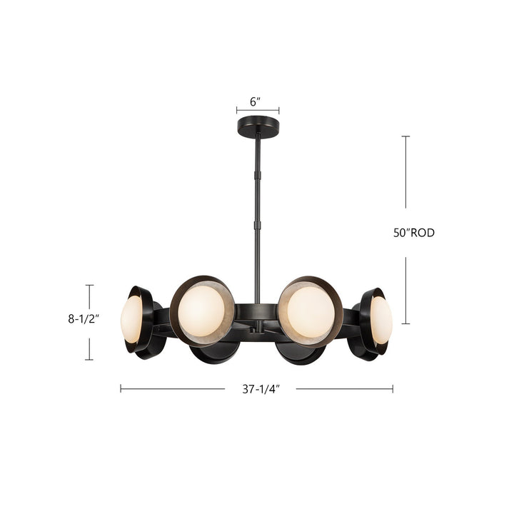 Alora Canada - CH320837VBAR-UNV - LED Chandelier - Alonso - Vintage Brass/Alabaster