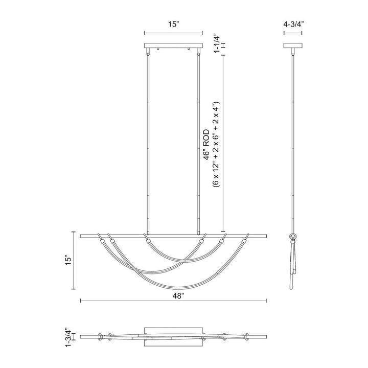 Alora Canada - LP317448VB-UNV - LED Linear Pendant - Aryas - Vintage Brass