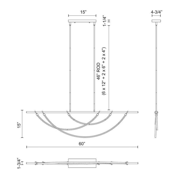 Alora Canada - LP317460VB-UNV-010 - LED Linear Pendant - Aryas - Vintage Brass