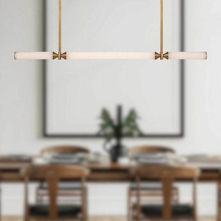 Alora Canada - LP348148VBFR-UNV - LED Linear Pendant - Edwin - Vintage Brass/Frosted Ribbed Glass