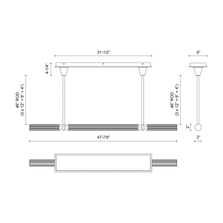 Alora Canada - LP348148VBFR-UNV - LED Linear Pendant - Edwin - Vintage Brass/Frosted Ribbed Glass