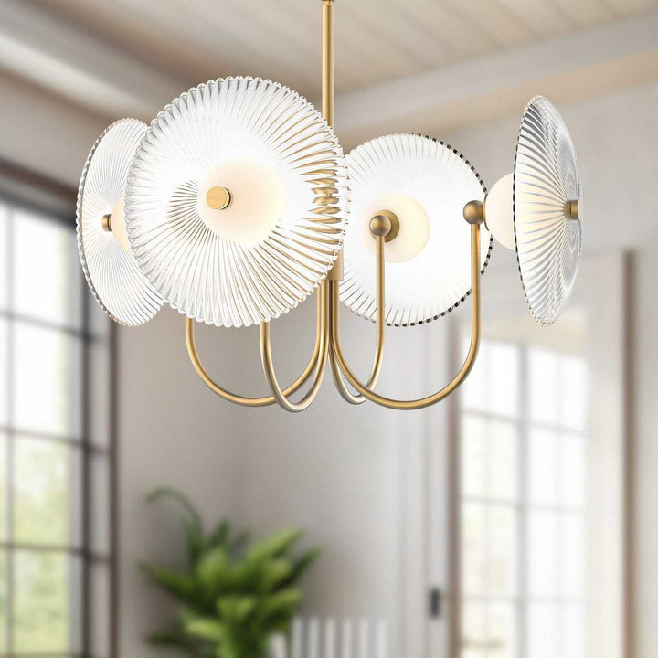 Alora Canada - PD417904BGCR-UNV - LED Pendant - Hera - Brushed Gold/Clear Ribbed Glass