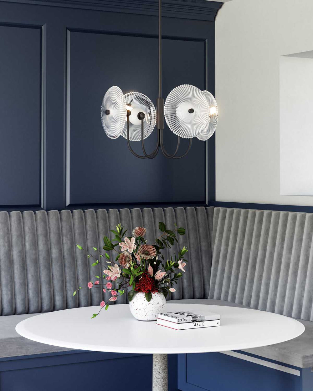 Alora Canada - PD417904MBCR-UNV - LED Pendant - Hera - Matte Black/Clear Ribbed Glass