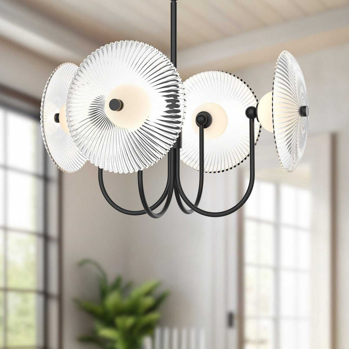 Alora Canada - PD417904MBCR-UNV - LED Pendant - Hera - Matte Black/Clear Ribbed Glass