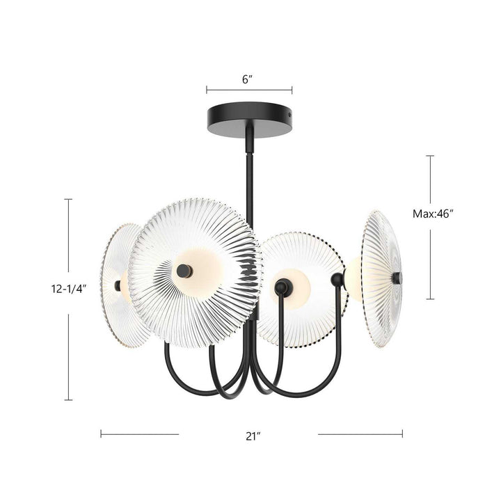 Alora Canada - PD417904MBCR-UNV - LED Pendant - Hera - Matte Black/Clear Ribbed Glass