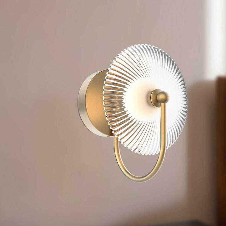 Alora Canada - WV417801BGCR-UNV - LED Wall/Vanity - Hera - Brushed Gold/Clear Ribbed Glass