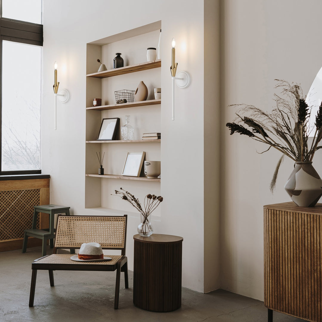 Z-Lite Canada - 4014-1SA-TW-MGLD - One Light Wall Sconce - Claudelle - Tundra White + Modern Gold