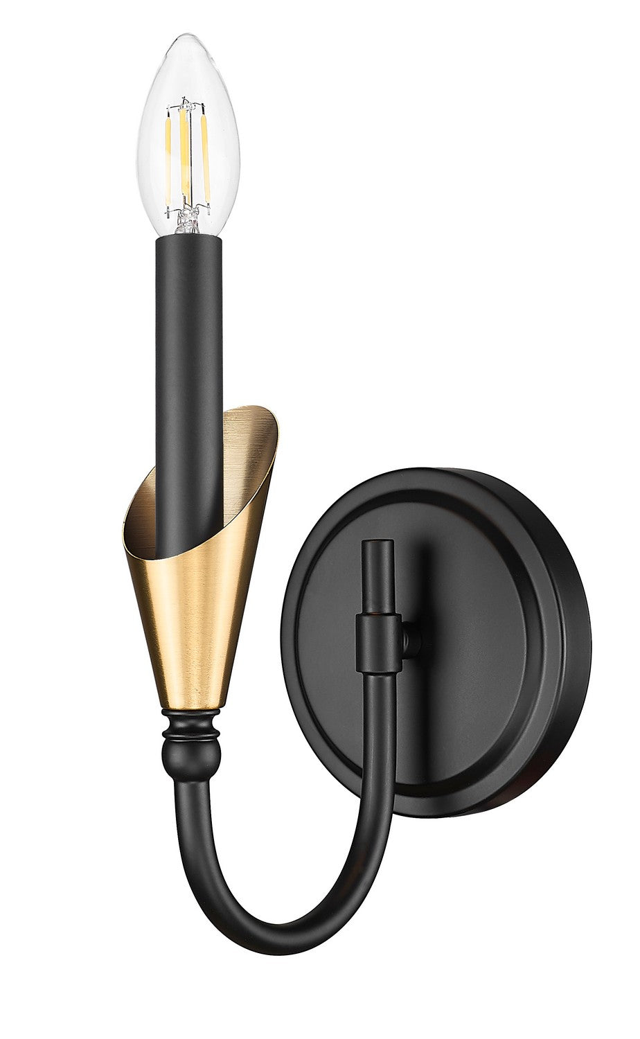 Z-Lite Canada - 4014-1S-MB-MGLD - One Light Wall Sconce - Claudelle - Matte Black + Modern Gold