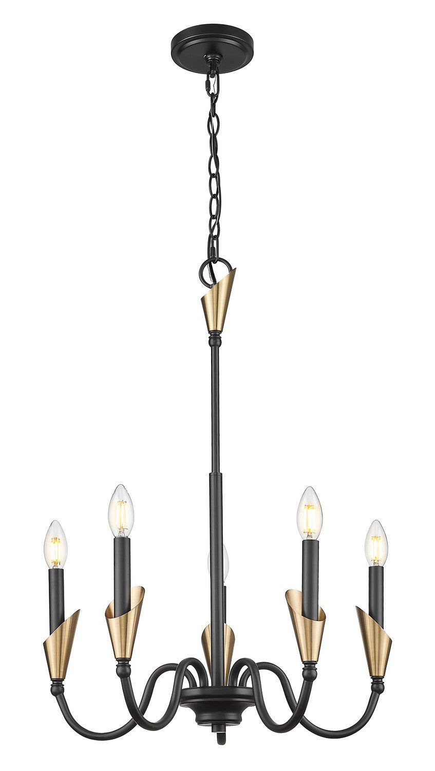 Z-Lite Canada - 4014-24MB-MGLD - Five Light Chandelier - Claudelle - Matte Black + Modern Gold