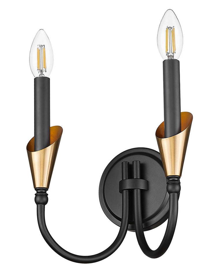 Z-Lite Canada - 4014-2S-MB-MGLD - Two Light Wall Sconce - Claudelle - Matte Black + Modern Gold