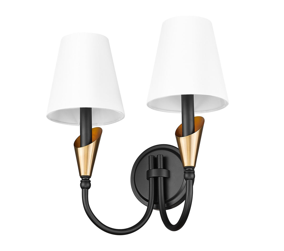 Z-Lite Canada - 4014-2S-MB-MGLD - Two Light Wall Sconce - Claudelle - Matte Black + Modern Gold