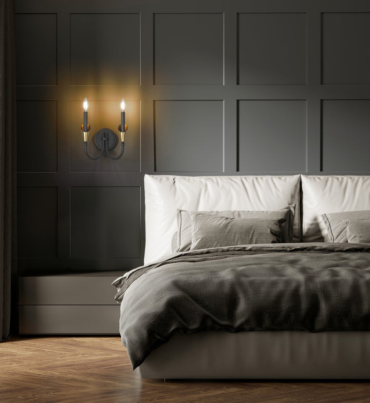 Z-Lite Canada - 4014-2S-MB-MGLD - Two Light Wall Sconce - Claudelle - Matte Black + Modern Gold