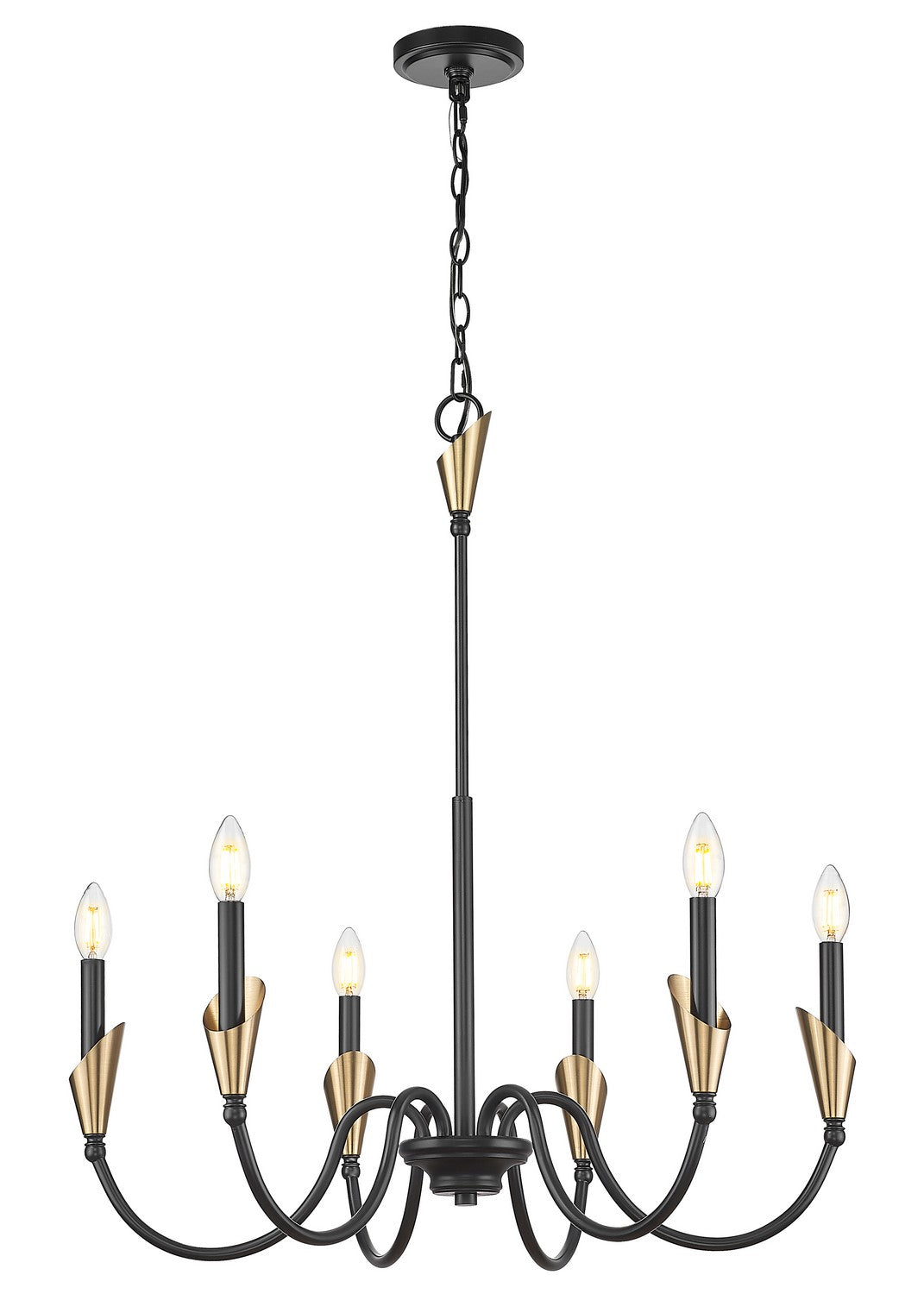 Z-Lite Canada - 4014-32MB-MGLD - Six Light Chandelier - Claudelle - Matte Black + Modern Gold