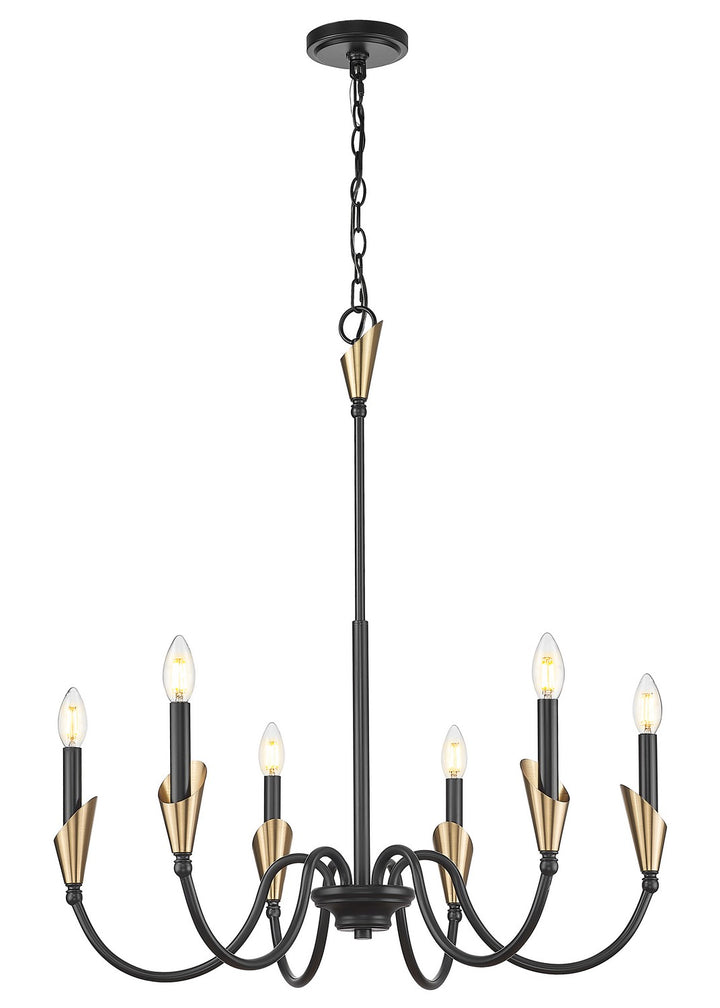 Z-Lite Canada - 4014-32MB-MGLD - Six Light Chandelier - Claudelle - Matte Black + Modern Gold
