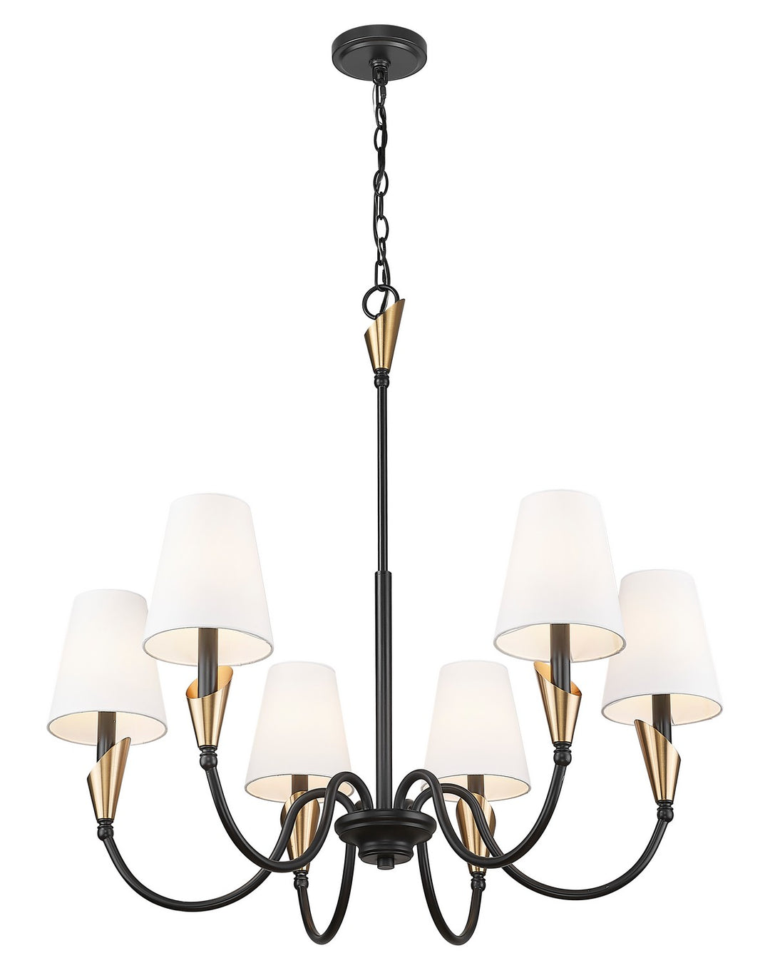 Z-Lite Canada - 4014-32MB-MGLD - Six Light Chandelier - Claudelle - Matte Black + Modern Gold