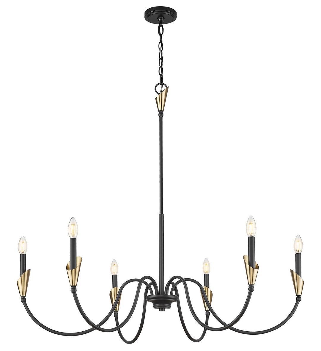 Z-Lite Canada - 4014-46MB-MGLD - Six Light Chandelier - Claudelle - Matte Black + Modern Gold