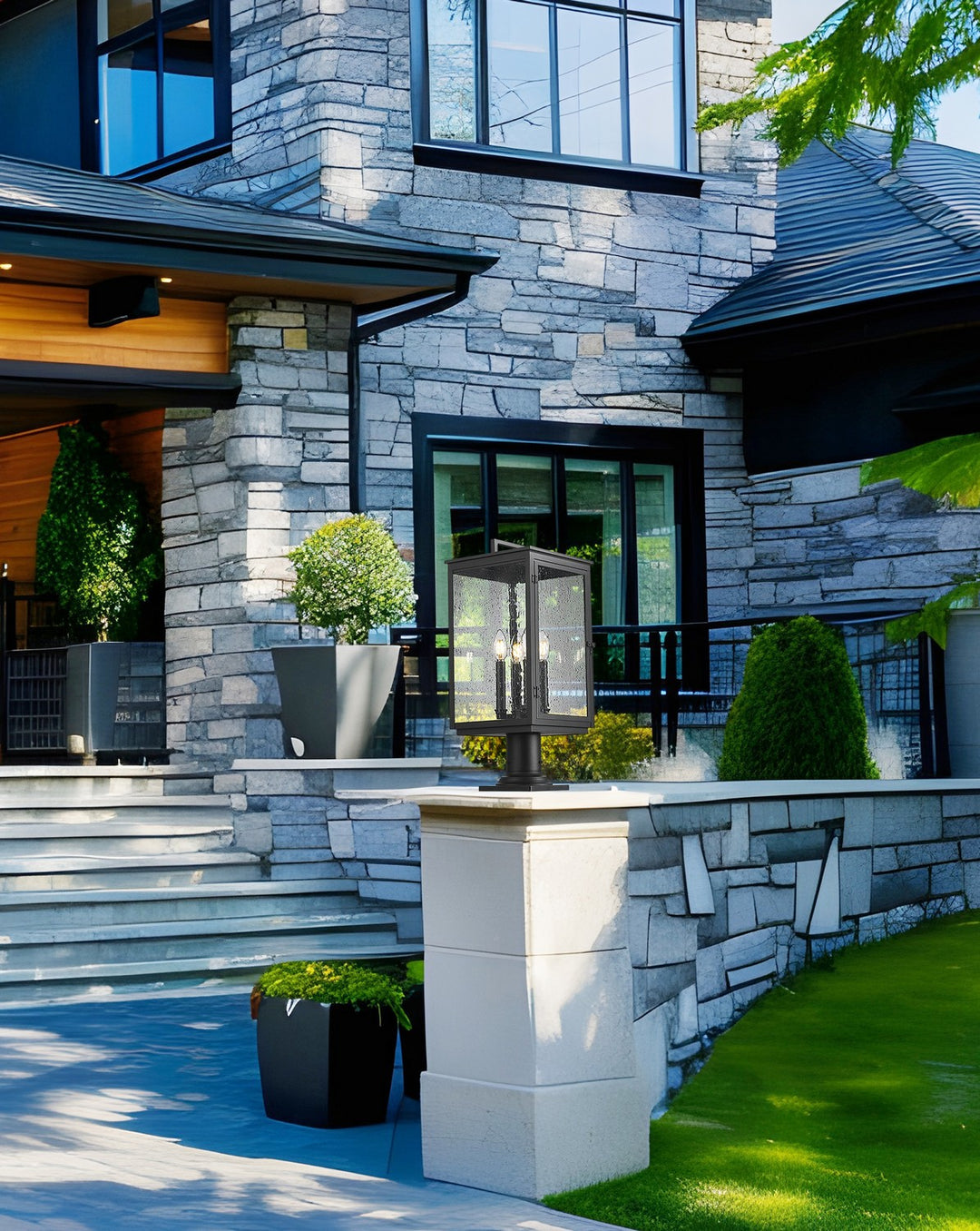 Z-Lite Canada - 5019PHBR-533PM-BK - Four Light Outdoor Pier Mounted - Hartwell - Sand Black