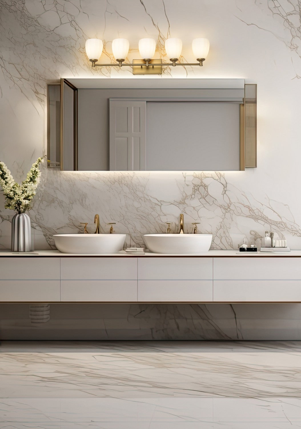 Z-Lite Canada - 7004-5V-MGLD - Five Light Vanity - Oren - Modern Gold