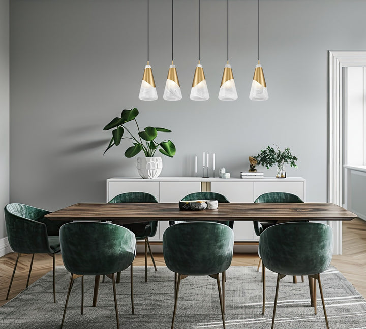 Z-Lite Canada - 828P6-5L-MGLD - Five Light Linear Chandelier - Aimie - Modern Gold