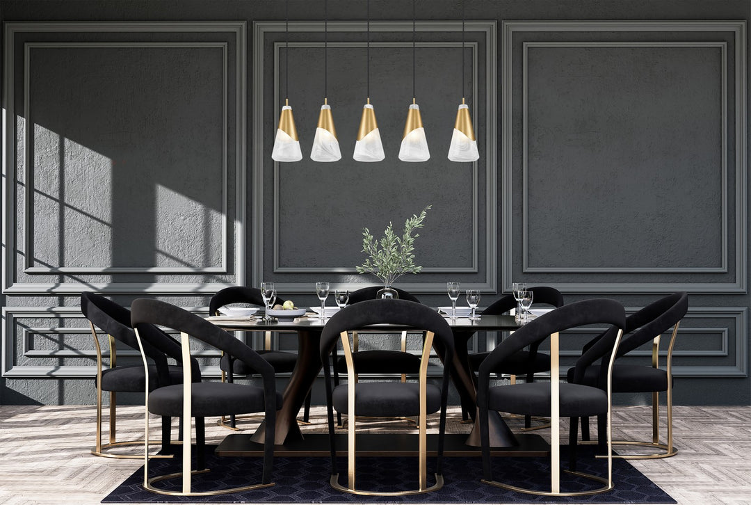 Z-Lite Canada - 828P6-5L-MGLD - Five Light Linear Chandelier - Aimie - Modern Gold